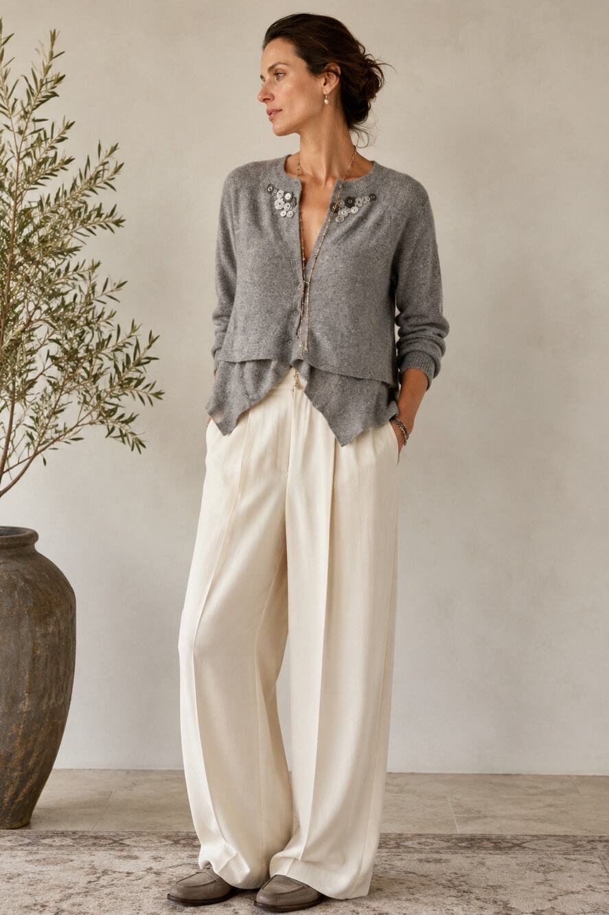 Brunello Cucinelli Italian Cashmere Gray Grey Cardigan Sweater Extra Small Crop